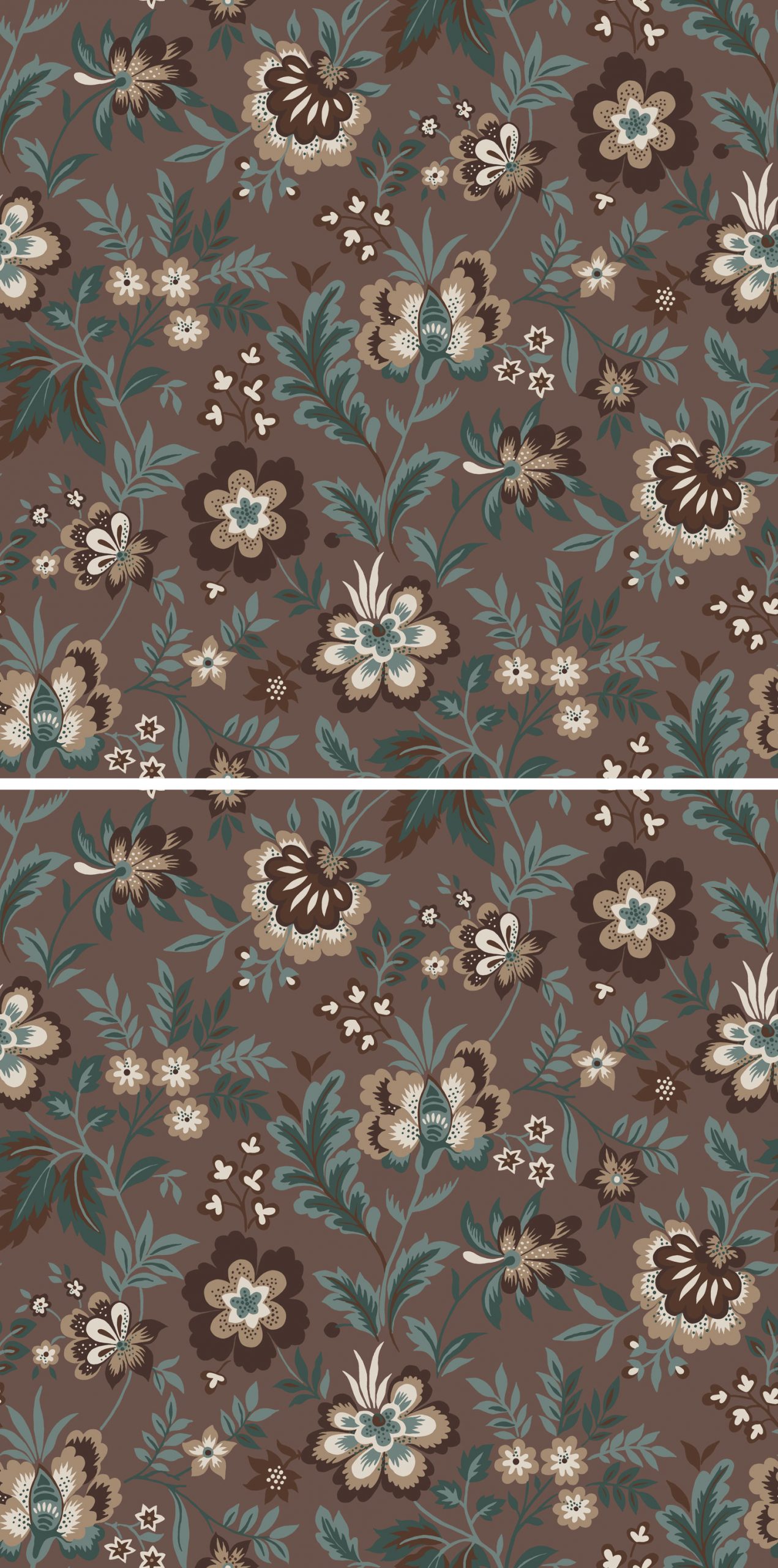 brunröd tapet med blommor mirabelle lyckebo