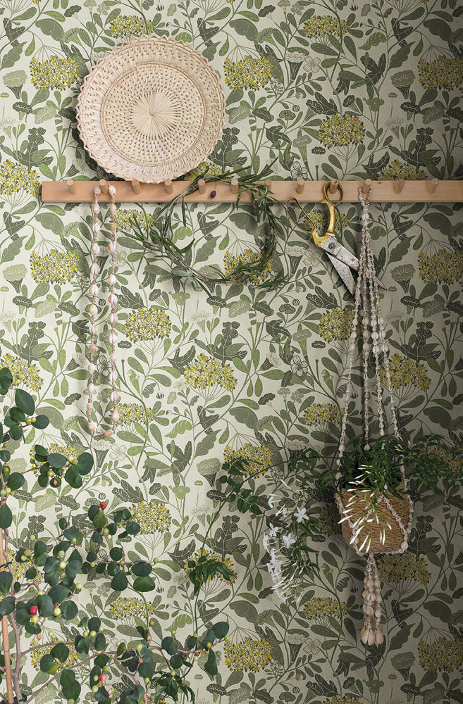 grön tapet i hallen inspiration