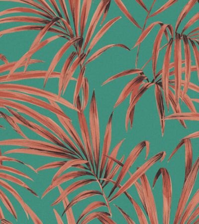 Grön, Röd tapet med Blad, Stormönstrat mönster