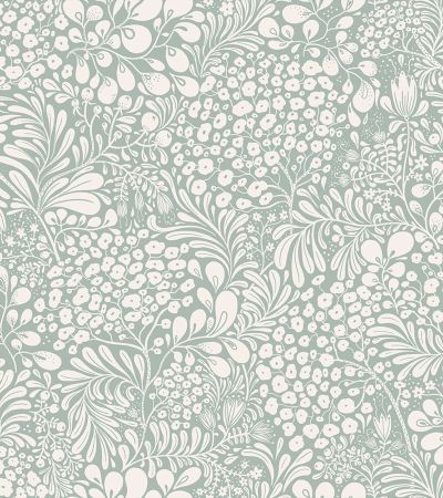 Blå tapet med Blad, , Blommigt mönster