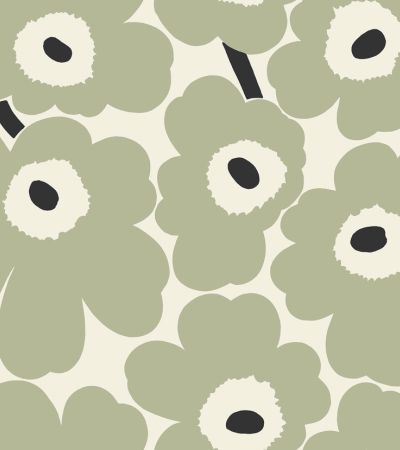 Grön tapet med Blommigt, Retro mönster