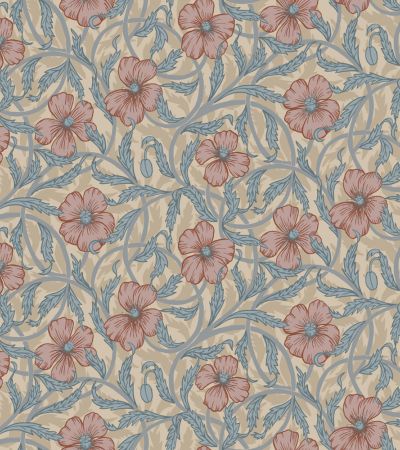 Beige, Rosa tapet med Blommigt, , Stormönstrat mönster