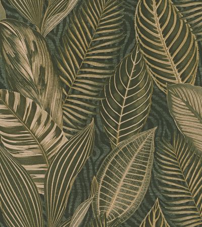 Grön, Guld tapet med Blad mönster