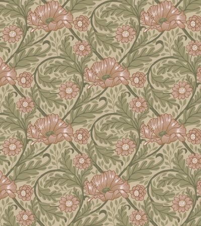 Grön, Rosa tapet med Blommigt,  mönster