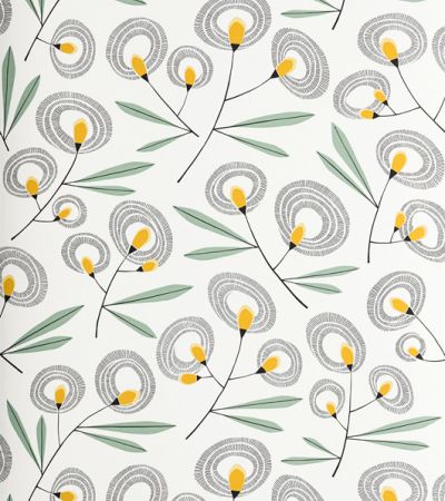 Multifärgat tapet med Blommigt, Retro mönster