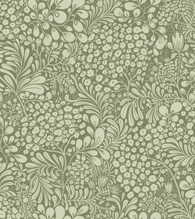 Grön tapet med Blad,  mönster