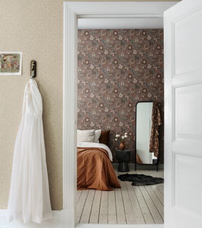 Brun tapet med , Blommigt, Stormönstrat mönster